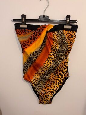 Animal Print Scarf in Orange, Olive & Rust